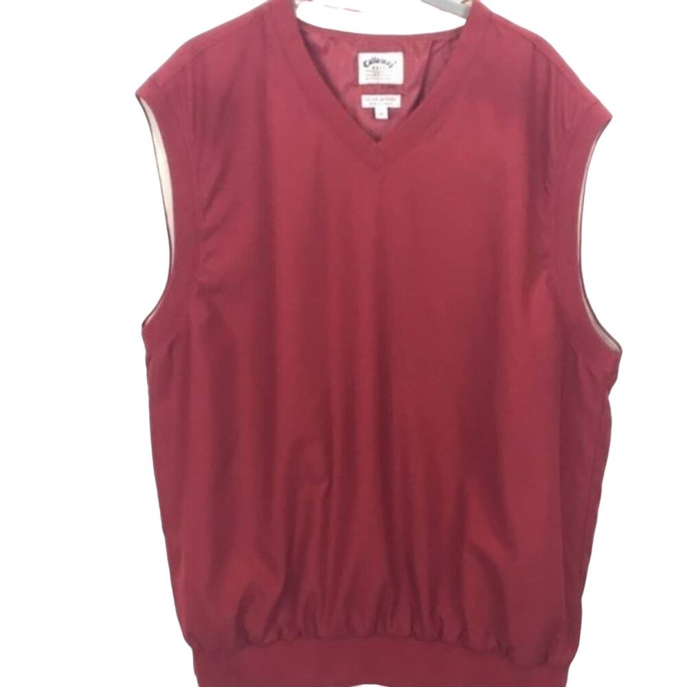 Callaway Golf Vest Microfiber Windbreaker Pullover Red Men's Size Medium Vintage